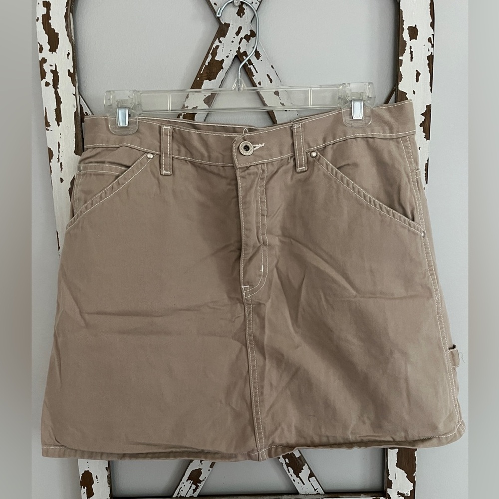 Jordache Woman’s Khaki Cargo/Painter Style Skirt‎ Size 11/12 EUC